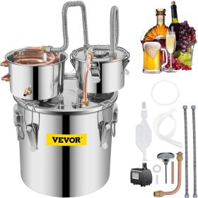 VEVOR Moonshine Still Stainless Steel Water Alcohol Distiller Copper Tube With Circulating Pump Home Brewing Kit Build-in Thermometer for DIY Whi